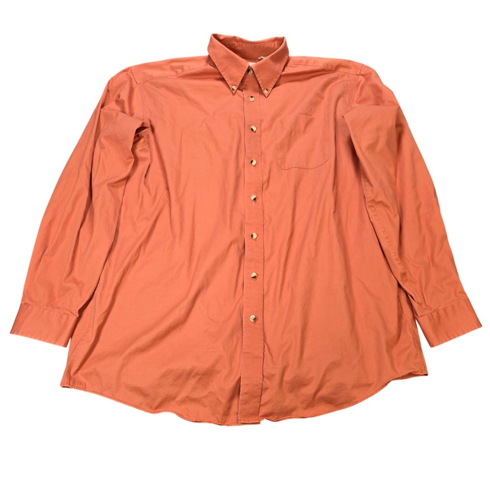 L.L. Bean Button Down Shirt Men's Size XL Tall Orange 100% Cotton Twill  0 WT60
